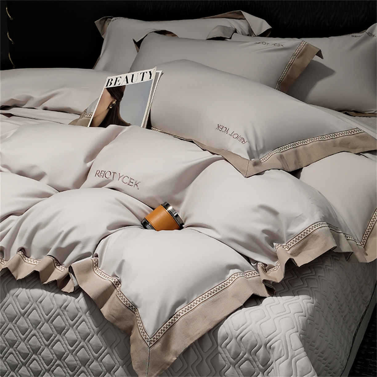 91家纺网 家纺一手货源 找家纺 OL家纺 2025新款100全棉双股磨毛四件套（控价1.5/1.8标准被套折券后368元！！！） 高尚灰