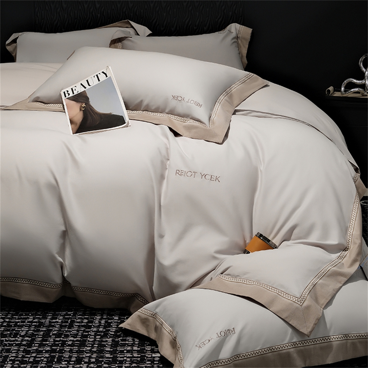 91家纺网 家纺一手货源 找家纺 OL家纺 2025新款100全棉双股磨毛四件套（控价1.5/1.8标准被套折券后368元！！！） 高尚灰