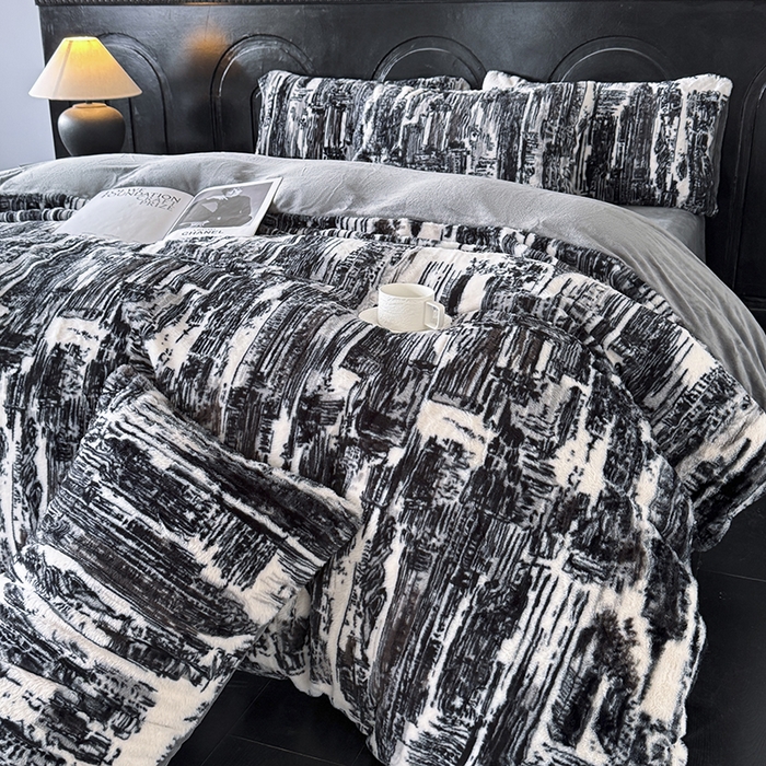 91家纺网 家纺一手货源 找家纺 （总）梵克保罗 2025秋冬新款直播热卖高克重加厚轻奢法式獭兔毛绒牛奶绒美拉德风四件套枕套单被套床单