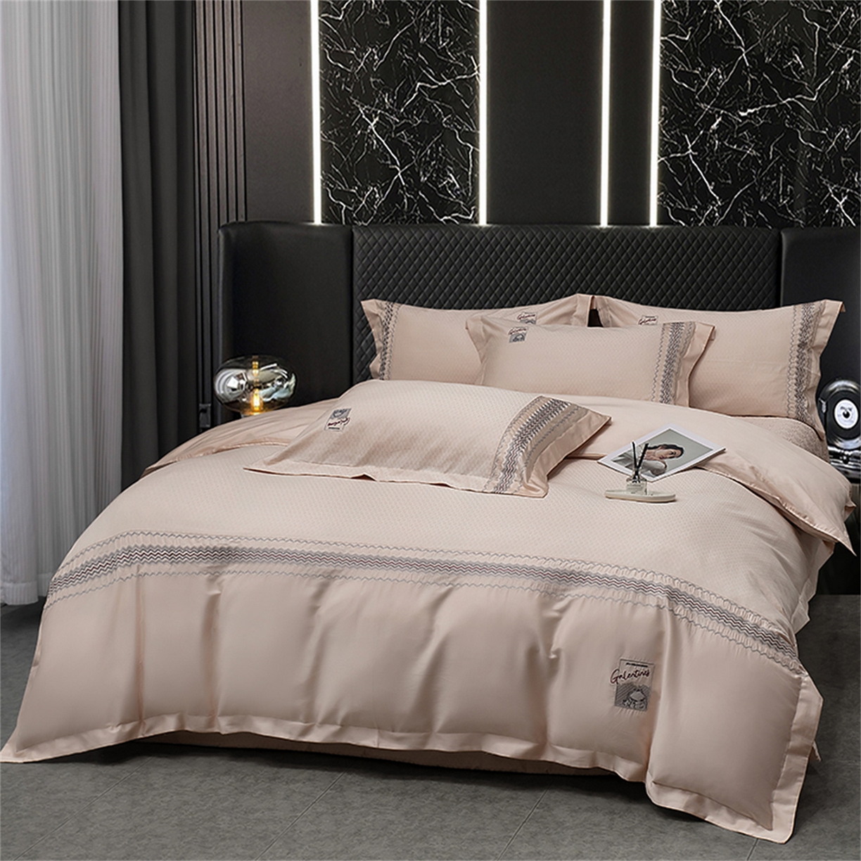 OL家纺 2025新款140全棉提花刺绣四件套-亚尔夫（控价1.5/1.8标准被套折券后438元！！！） 亚尔夫-气质玉