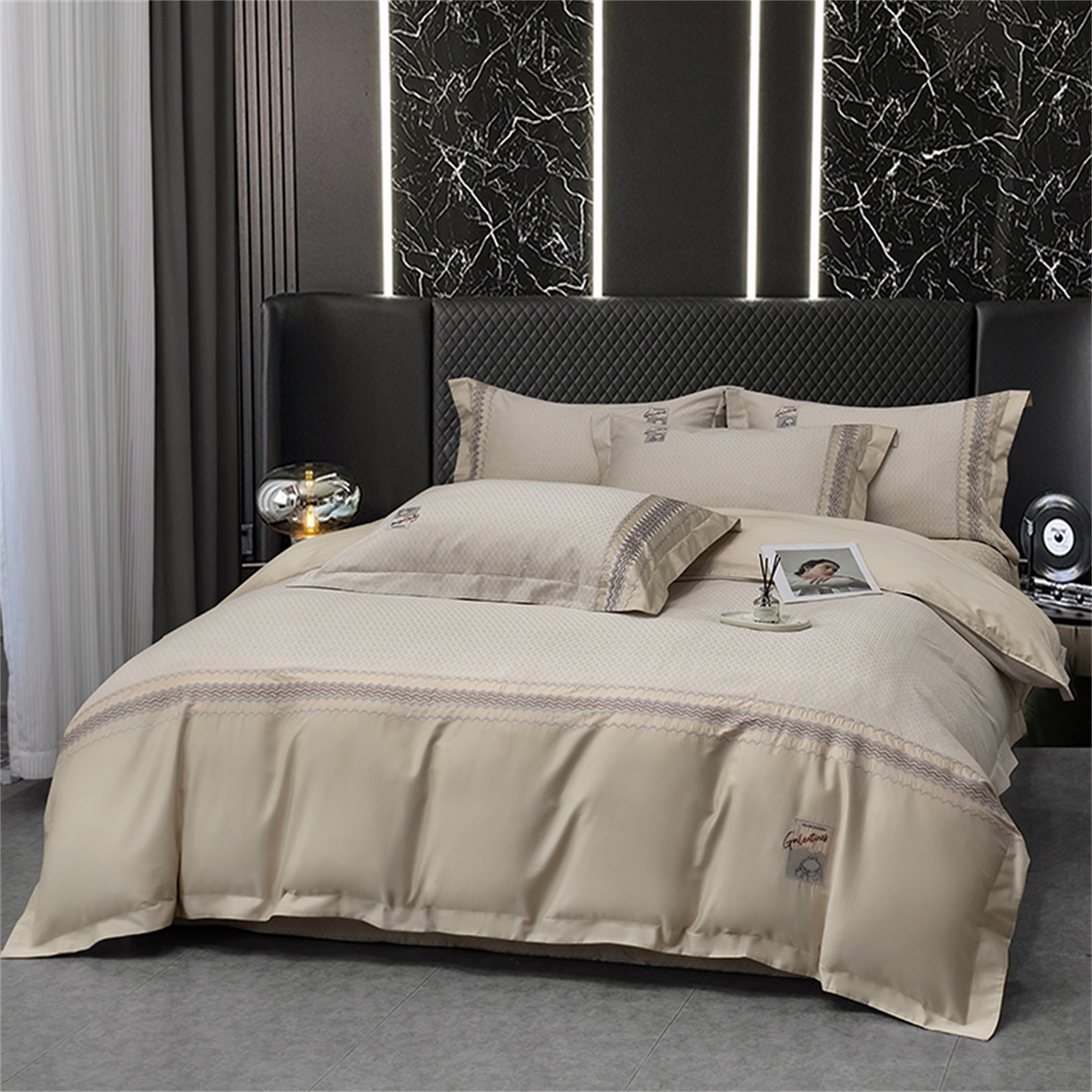 91家纺网 家纺一手货源 找家纺 （总）OL家纺 2025新款140全棉提花刺绣四件套-亚尔夫（控价1.5/1.8标准被套折券后438元！！！）