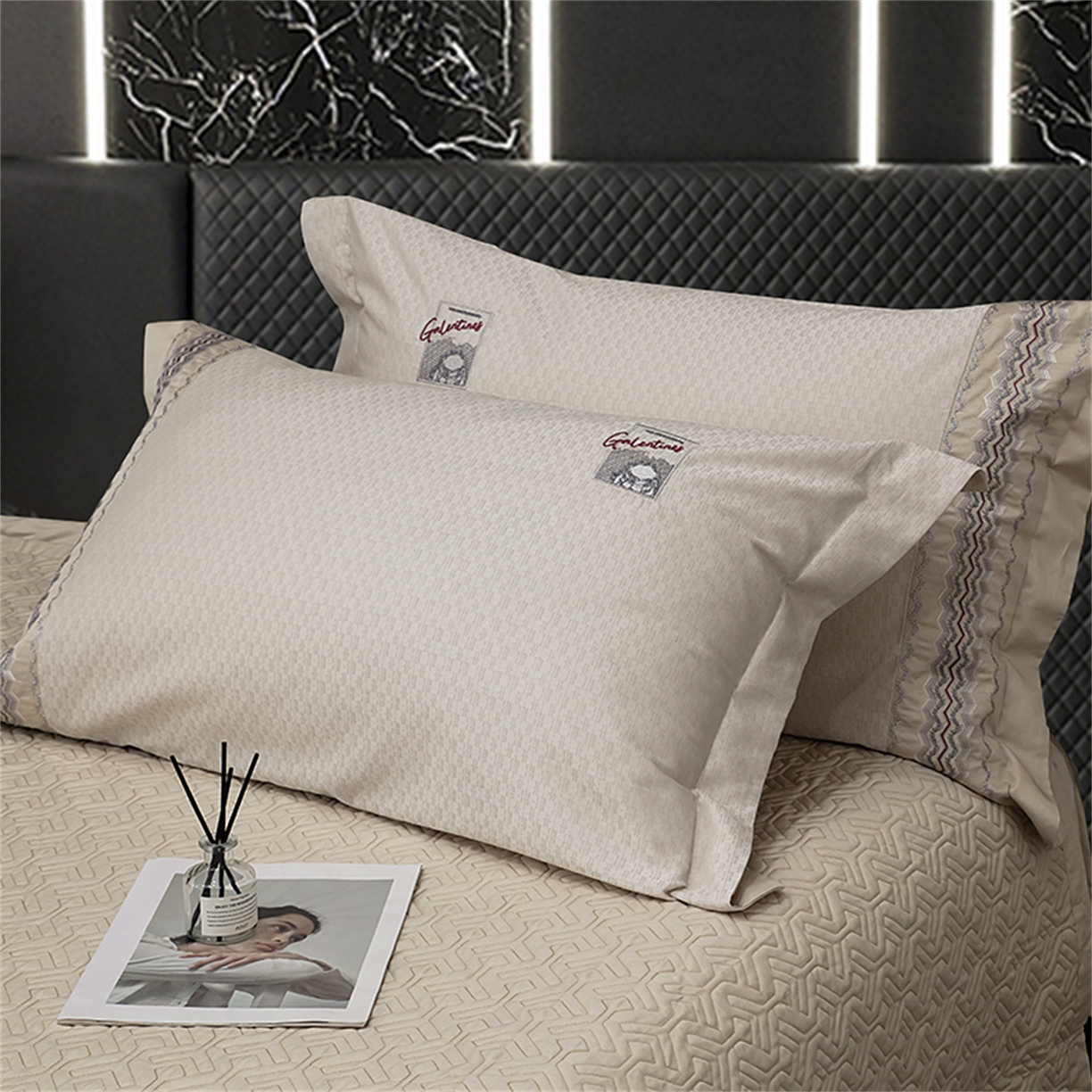 91家纺网 家纺一手货源 找家纺 OL家纺 2025新款140全棉提花刺绣四件套-亚尔夫（控价1.5/1.8标准被套折券后438元！！！） 亚尔夫-香槟金