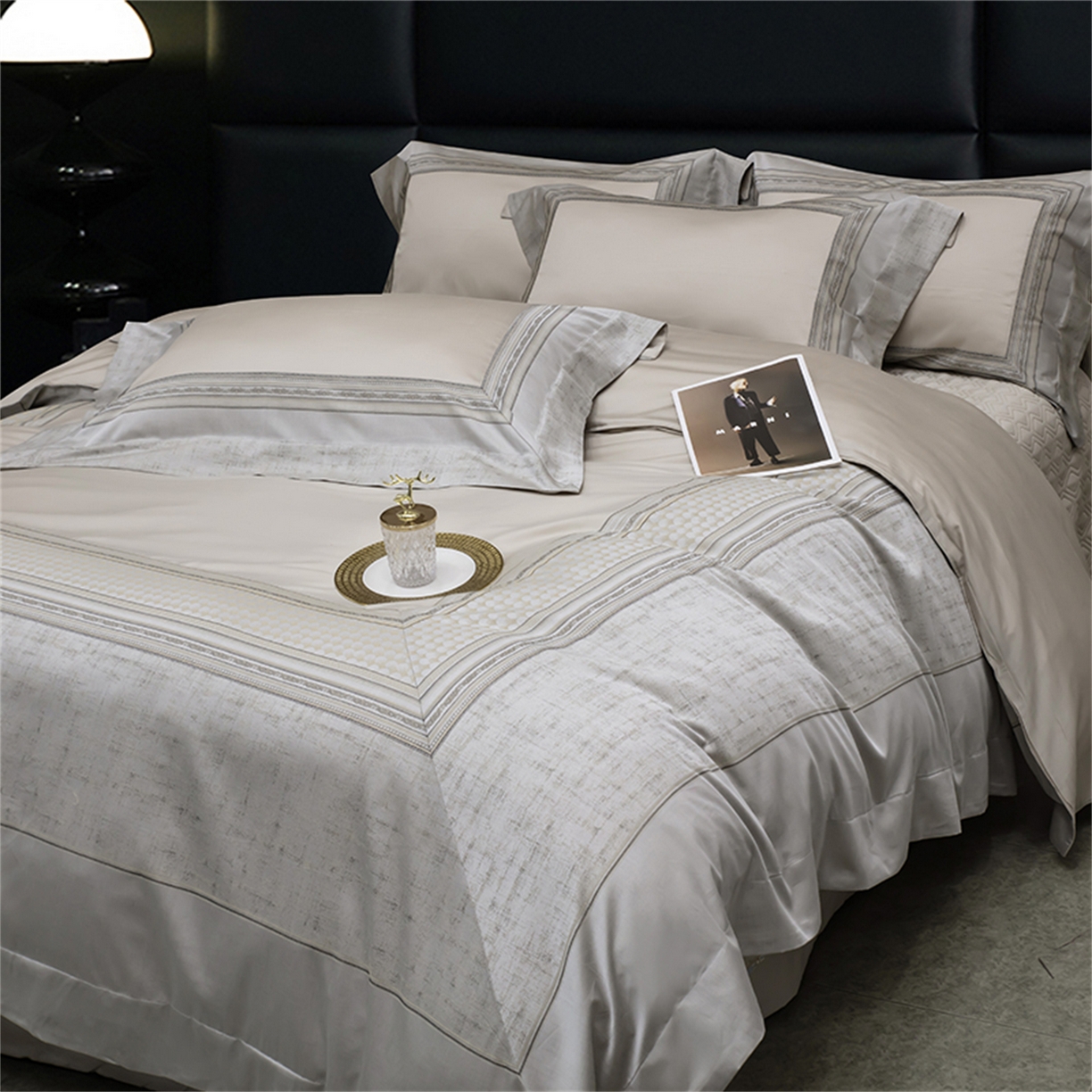 91家纺网 家纺一手货源 找家纺 OL家纺 2025新款天丝棉拼角四件套-爱丽斯娜（控价1.5/1.8标准被套折券后498元！！！） 爱丽斯娜-香槟金