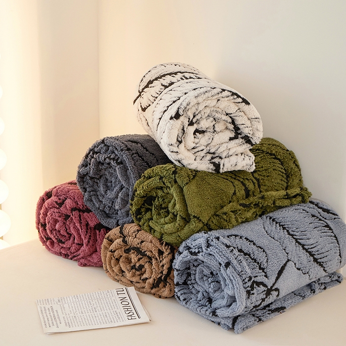 91家纺网 家纺一手货源 找家纺 楼兰公主毛毯专供 2025新款阳离子羊羔绒蕉叶绒毯毛毯毯子-单层 单层组合图仅供展示不可下单