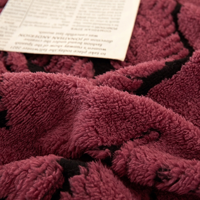 91家纺网 家纺一手货源 找家纺 楼兰公主毛毯专供 2025新款阳离子羊羔绒蕉叶绒毯毛毯毯子-单层 蕉叶绒-酱紫（单层）