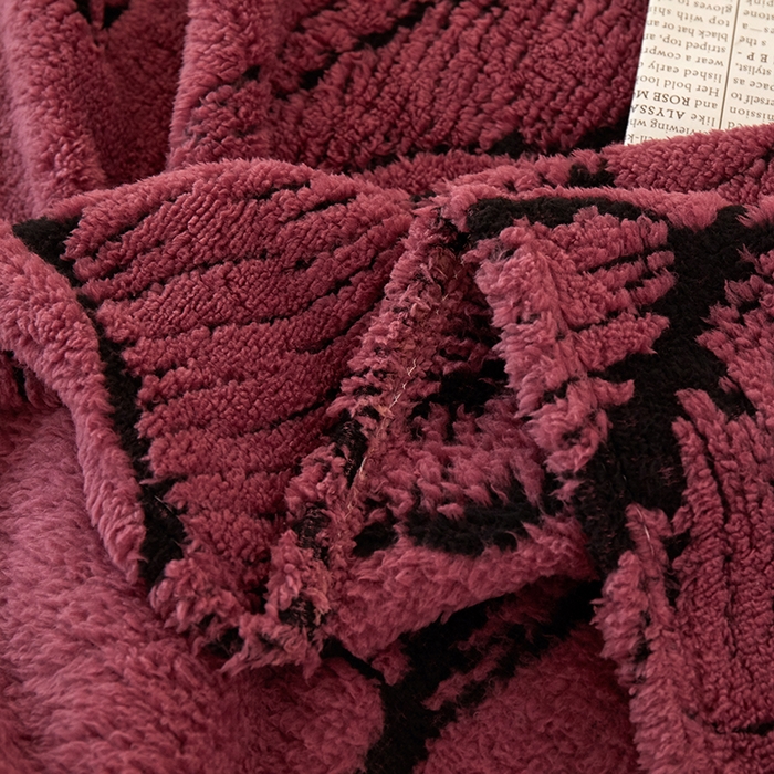 91家纺网 家纺一手货源 找家纺 楼兰公主毛毯专供 2025新款阳离子羊羔绒蕉叶绒毯毛毯毯子-单层 蕉叶绒-酱紫（单层）