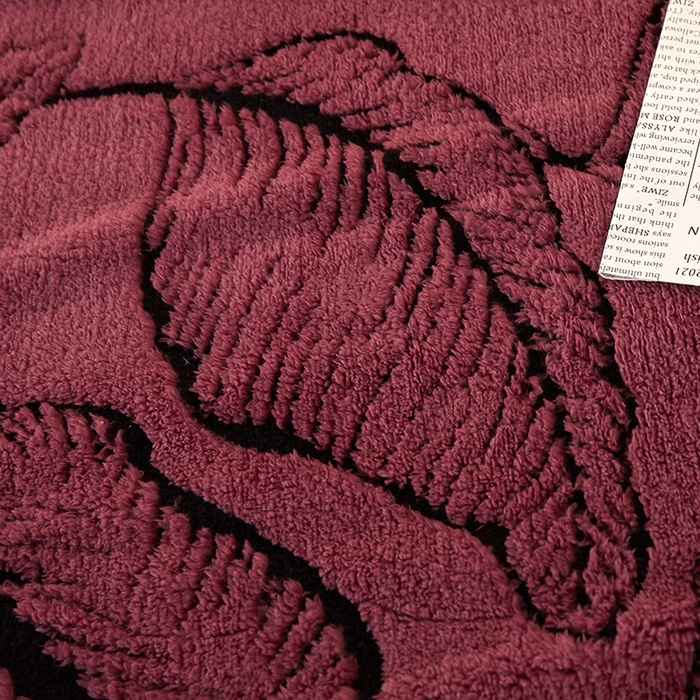 91家纺网 家纺一手货源 找家纺 楼兰公主毛毯专供 2025新款阳离子羊羔绒蕉叶绒毯毛毯毯子-单层 蕉叶绒-酱紫（单层）