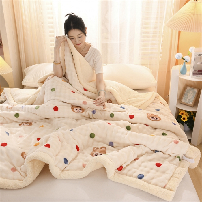 91家纺网 家纺一手货源 找家纺 （总）恋绒家居 2025新款舒棉绒毛毯三层夹棉牛奶绒印花毛毯卡通秋冬午睡毯多功能盖毯可机洗毯子