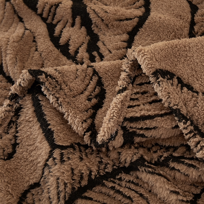 91家纺网 家纺一手货源 找家纺 楼兰公主毛毯专供 2025新款阳离子羊羔绒蕉叶绒毯毛毯毯子-单层 蕉叶绒-咖（单层）