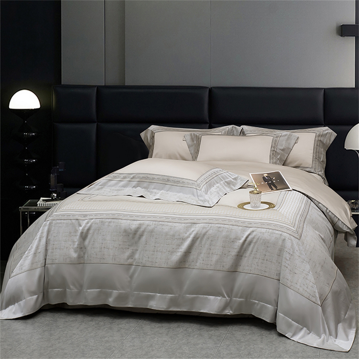 91家纺网 家纺一手货源 找家纺 OL家纺 2025新款天丝棉拼角四件套-爱丽斯娜（控价1.5/1.8标准被套折券后498元！！！） 爱丽斯娜-香槟金