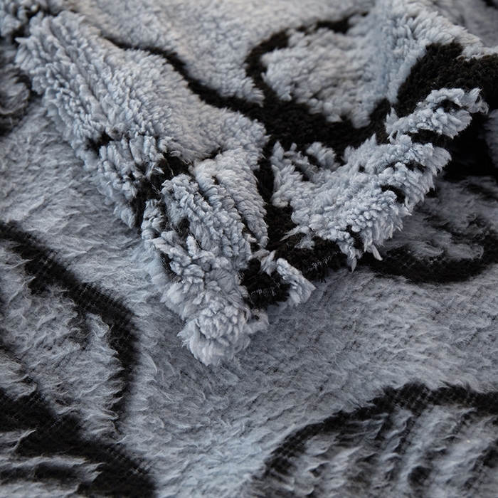 91家纺网 家纺一手货源 找家纺 楼兰公主毛毯专供 2025新款阳离子羊羔绒蕉叶绒毯毛毯毯子-单层 蕉叶绒-蓝灰（单层）