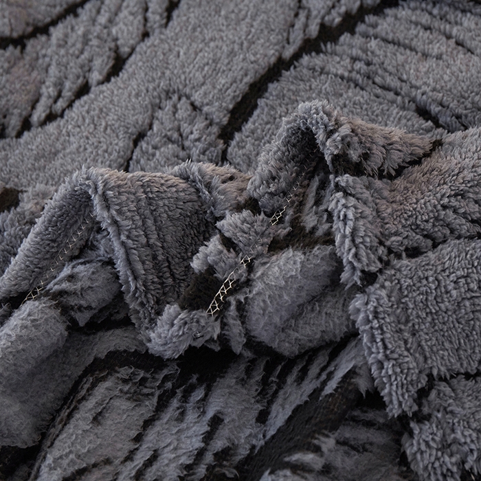 91家纺网 家纺一手货源 找家纺 楼兰公主毛毯专供 2025新款阳离子羊羔绒蕉叶绒毯毛毯毯子-单层 蕉叶绒-深灰（单层）