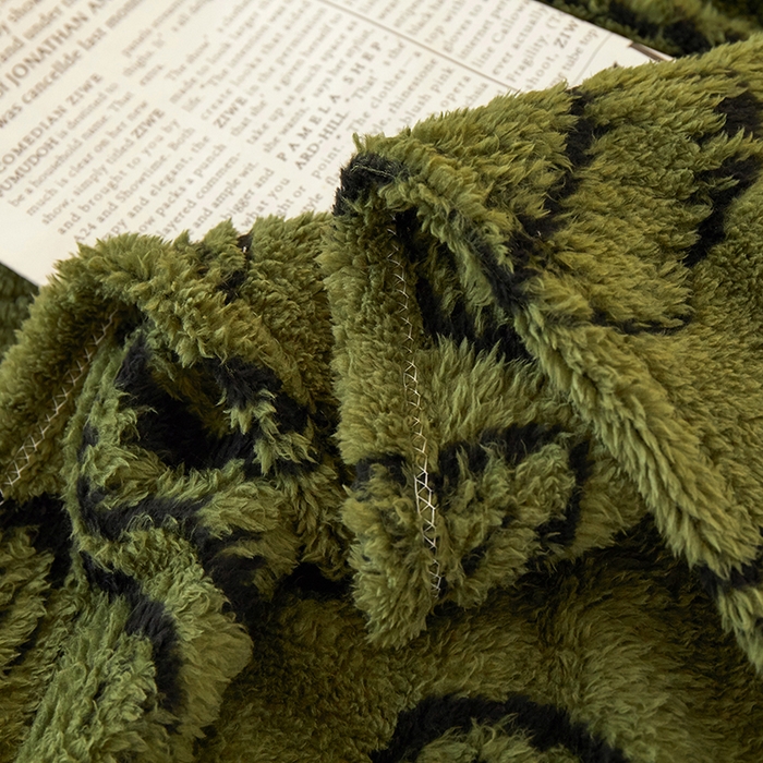91家纺网 家纺一手货源 找家纺 楼兰公主毛毯专供 2025新款阳离子羊羔绒蕉叶绒毯毛毯毯子-单层 蕉叶绒-深绿（单层）