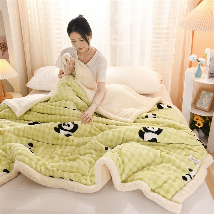 91家纺网 家纺一手货源 找家纺 （总）恋绒家居 2025新款舒棉绒毛毯三层夹棉牛奶绒印花毛毯卡通秋冬午睡毯多功能盖毯可机洗毯子