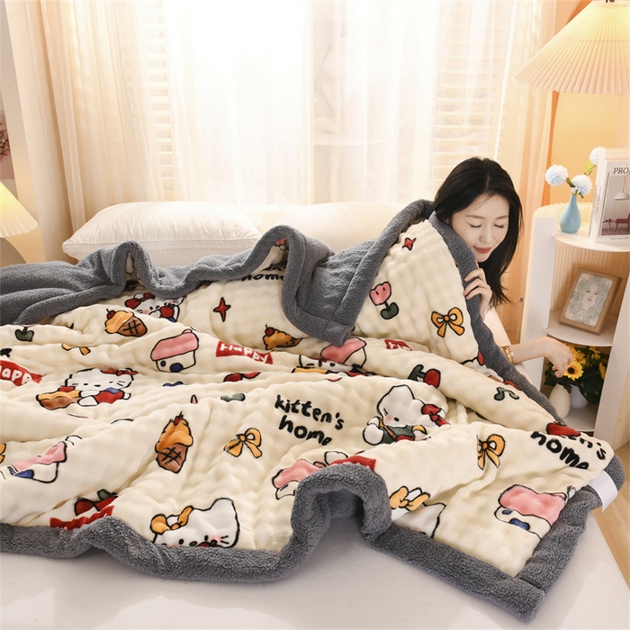 91家纺网 家纺一手货源 找家纺 （总）恋绒家居 2025新款舒棉绒毛毯三层夹棉牛奶绒印花毛毯卡通秋冬午睡毯多功能盖毯可机洗毯子