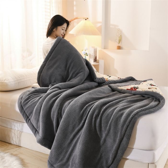 91家纺网 家纺一手货源 找家纺 （总）恋绒家居 2025新款舒棉绒毛毯三层夹棉牛奶绒印花毛毯卡通秋冬午睡毯多功能盖毯可机洗毯子