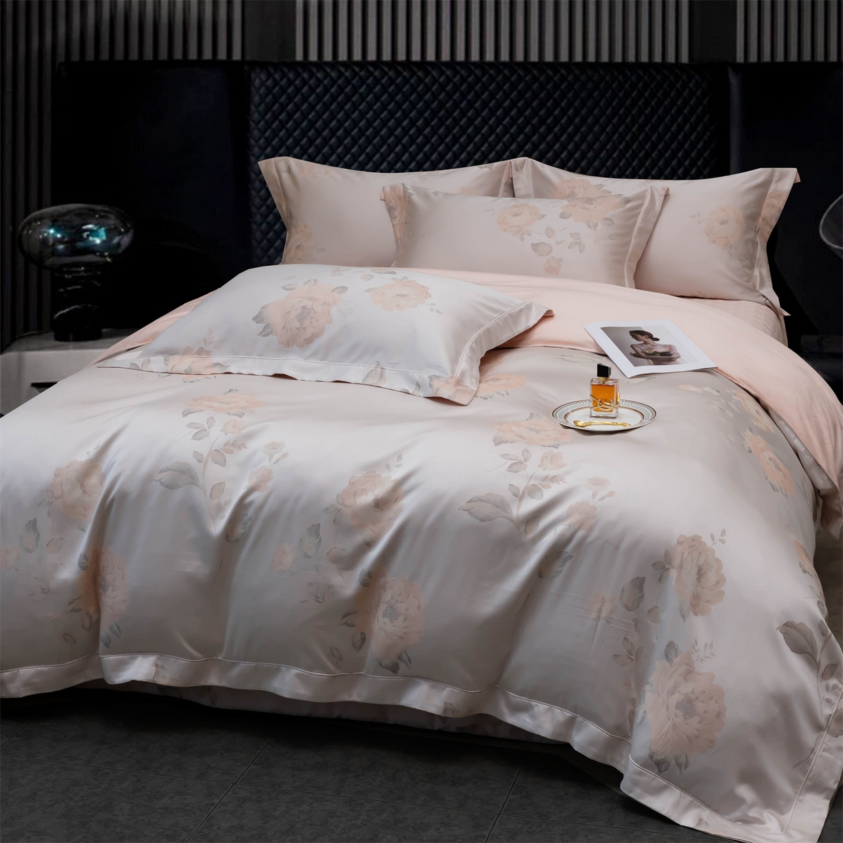 91家纺网 家纺一手货源 找家纺 OL家纺 2025新款天丝棉色织大提花四件套（控价1.5/1.8标准被套折券后398元！！！） 雅姿-豆沙粉