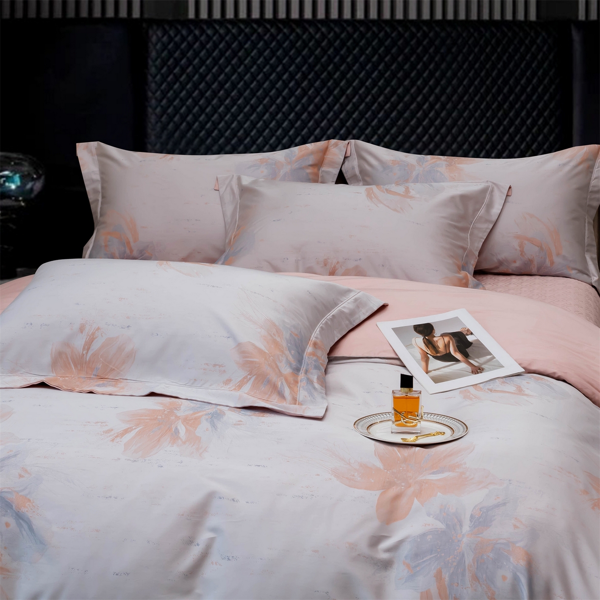 91家纺网 家纺一手货源 找家纺 OL家纺 2025新款天丝棉色织大提花四件套（控价1.5/1.8标准被套折券后398元！！！） 浪漫花开-皇家兰