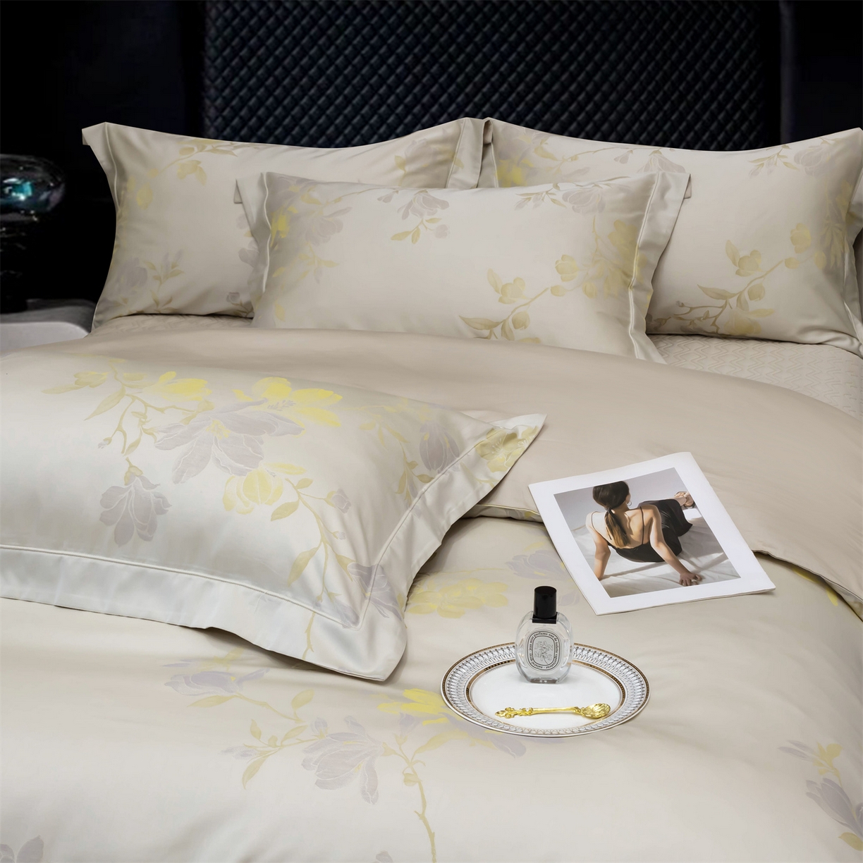 91家纺网 家纺一手货源 找家纺 OL家纺 2025新款天丝棉色织大提花四件套（控价1.5/1.8标准被套折券后398元！！！） 风的印记-黄