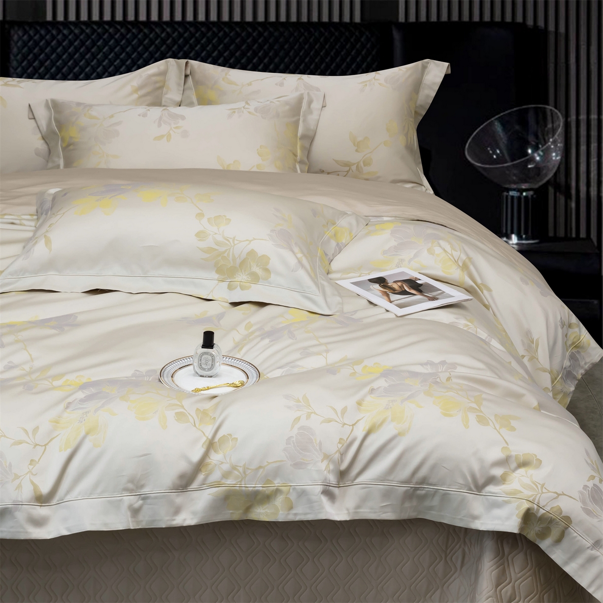 91家纺网 家纺一手货源 找家纺 OL家纺 2025新款天丝棉色织大提花四件套（控价1.5/1.8标准被套折券后398元！！！） 风的印记-黄