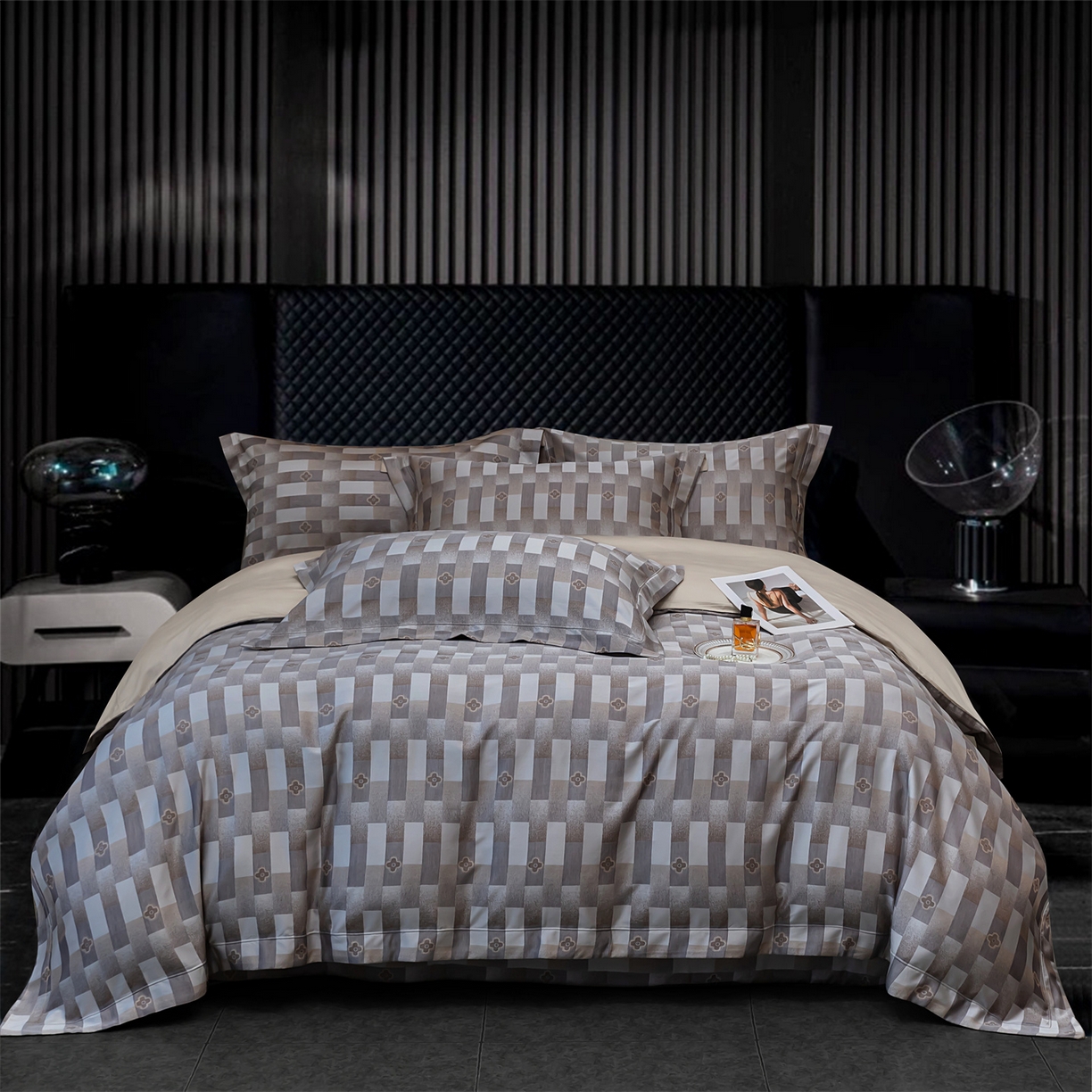 OL家纺 2025新款天丝棉色织大提花四件套（控价1.5/1.8标准被套折券后398元！！！） 格特