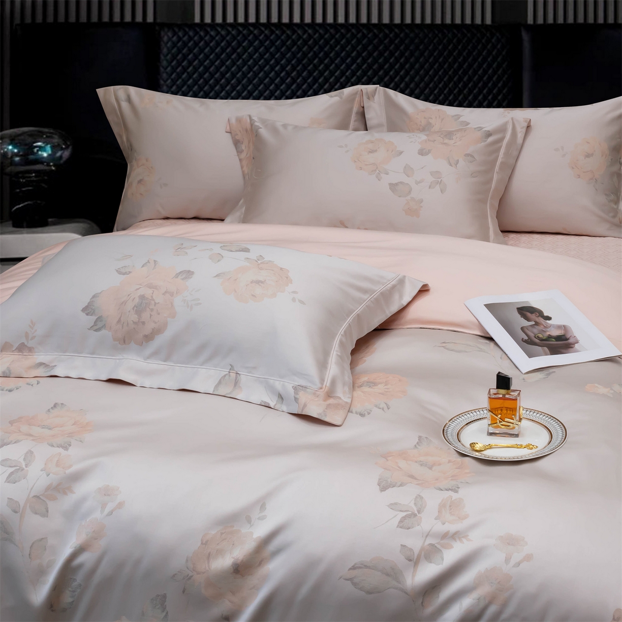 91家纺网 家纺一手货源 找家纺 OL家纺 2025新款天丝棉色织大提花四件套（控价1.5/1.8标准被套折券后398元！！！） 雅姿-豆沙粉