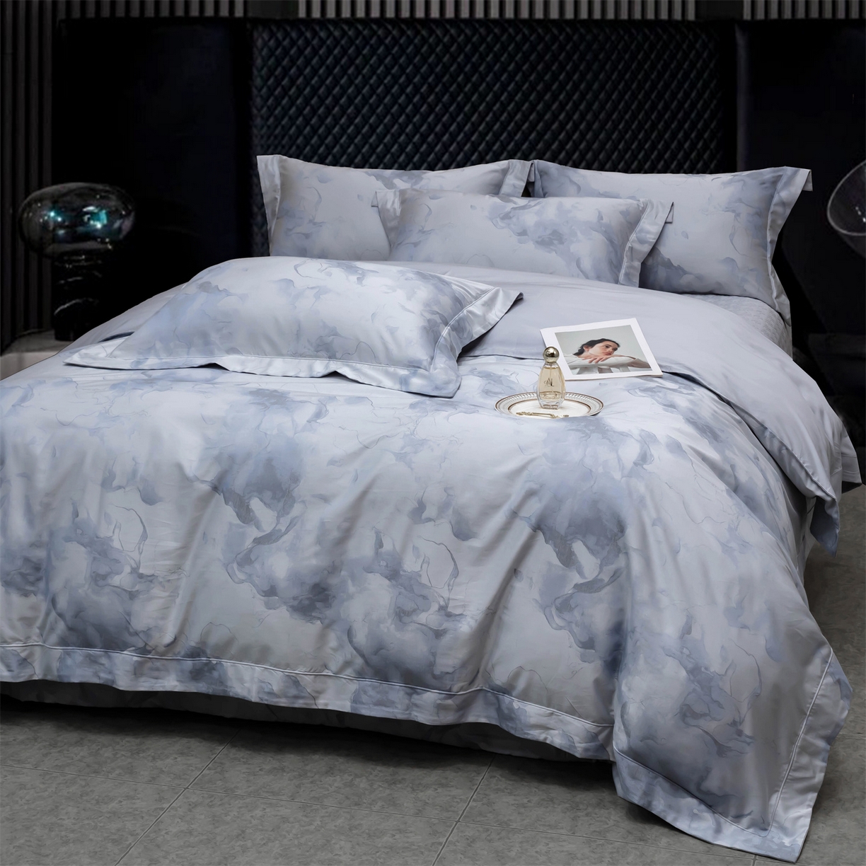 91家纺网 家纺一手货源 找家纺 OL家纺 2025新款天丝棉色织大提花四件套（控价1.5/1.8标准被套折券后398元！！！） 轻舞飞扬-天兰