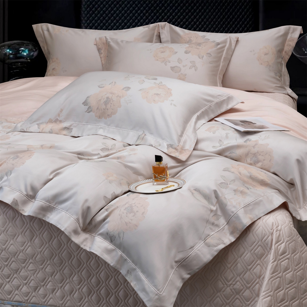 91家纺网 家纺一手货源 找家纺 OL家纺 2025新款天丝棉色织大提花四件套（控价1.5/1.8标准被套折券后398元！！！） 雅姿-豆沙粉