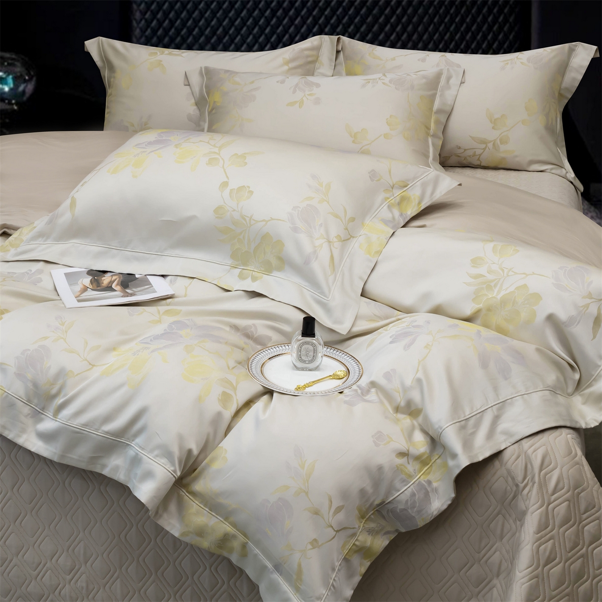 91家纺网 家纺一手货源 找家纺 OL家纺 2025新款天丝棉色织大提花四件套（控价1.5/1.8标准被套折券后398元！！！） 风的印记-黄