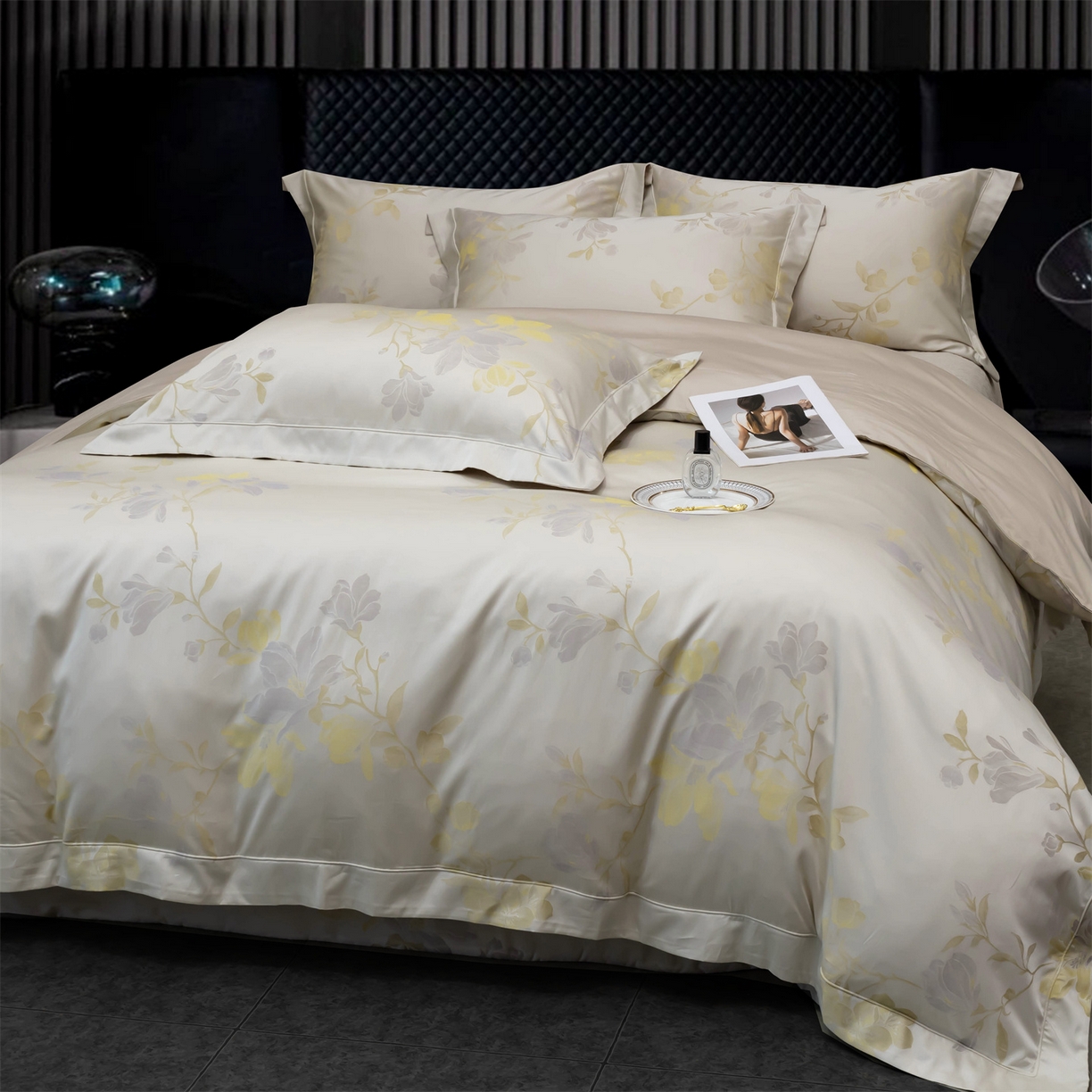 91家纺网 家纺一手货源 找家纺 OL家纺 2025新款天丝棉色织大提花四件套（控价1.5/1.8标准被套折券后398元！！！） 风的印记-黄