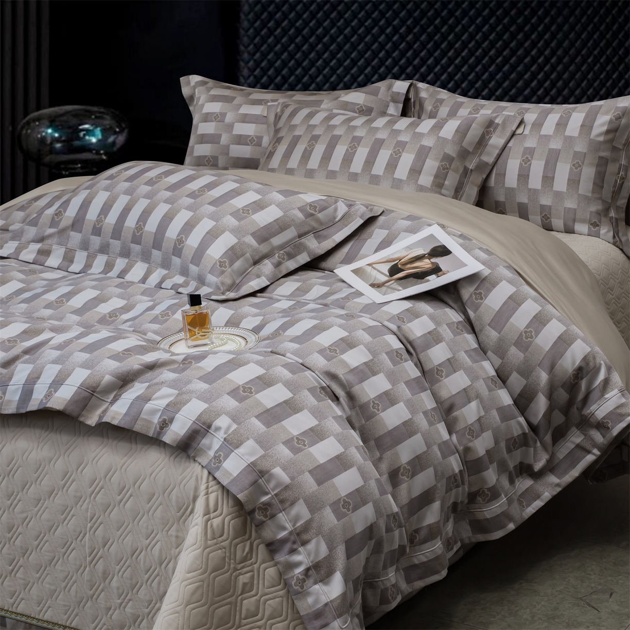 91家纺网 家纺一手货源 找家纺 OL家纺 2025新款天丝棉色织大提花四件套（控价1.5/1.8标准被套折券后398元！！！） 格特