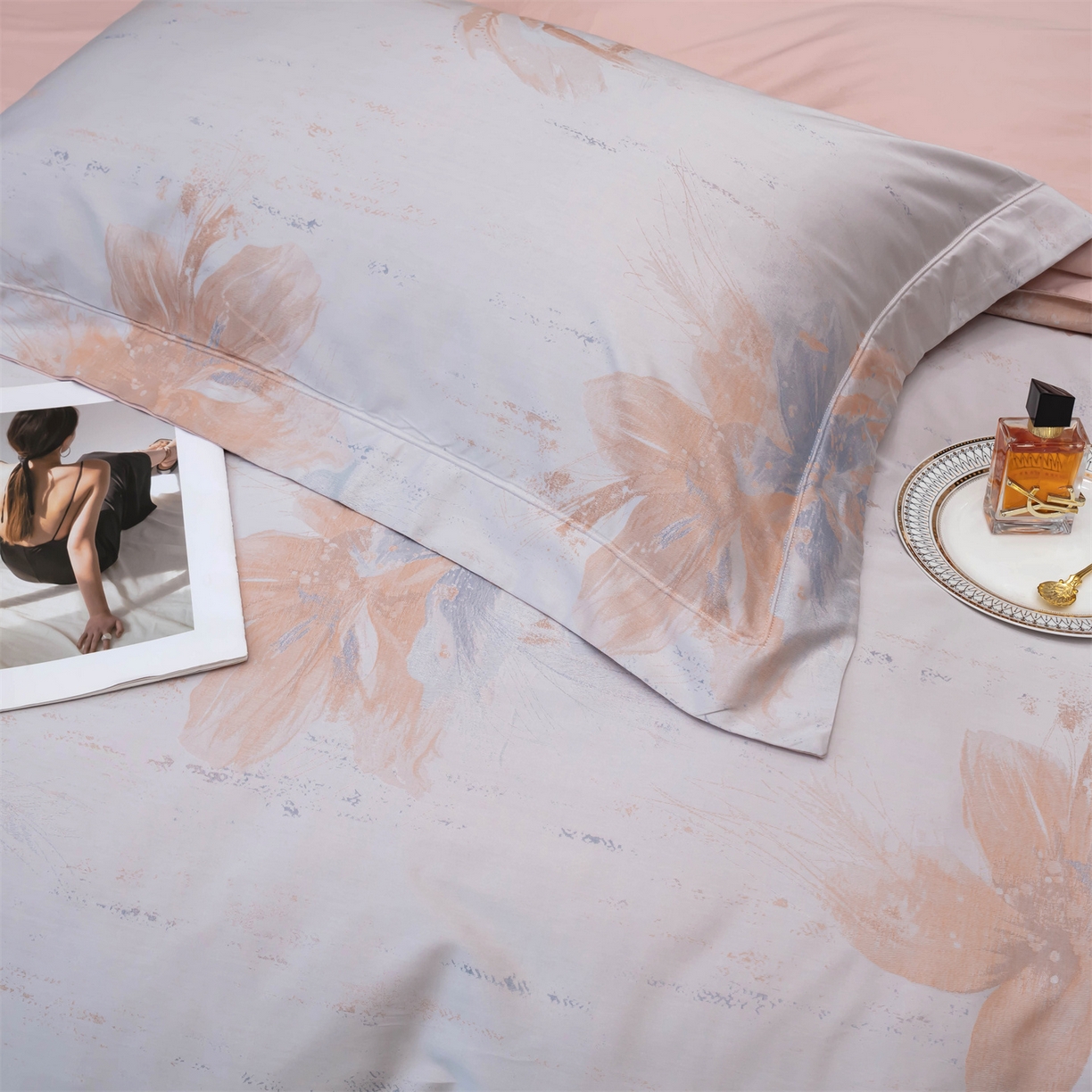 91家纺网 家纺一手货源 找家纺 OL家纺 2025新款天丝棉色织大提花四件套（控价1.5/1.8标准被套折券后398元！！！） 浪漫花开-皇家兰