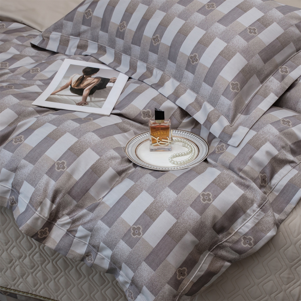 91家纺网 家纺一手货源 找家纺 OL家纺 2025新款天丝棉色织大提花四件套（控价1.5/1.8标准被套折券后398元！！！） 格特