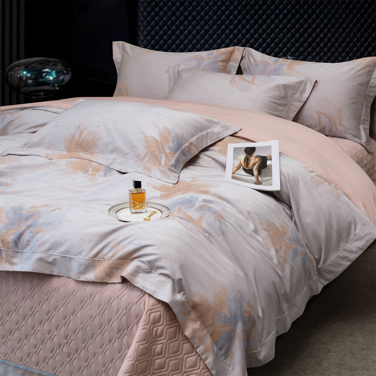 91家纺网 家纺一手货源 找家纺 OL家纺 2025新款天丝棉色织大提花四件套（控价1.5/1.8标准被套折券后398元！！！） 浪漫花开-皇家兰