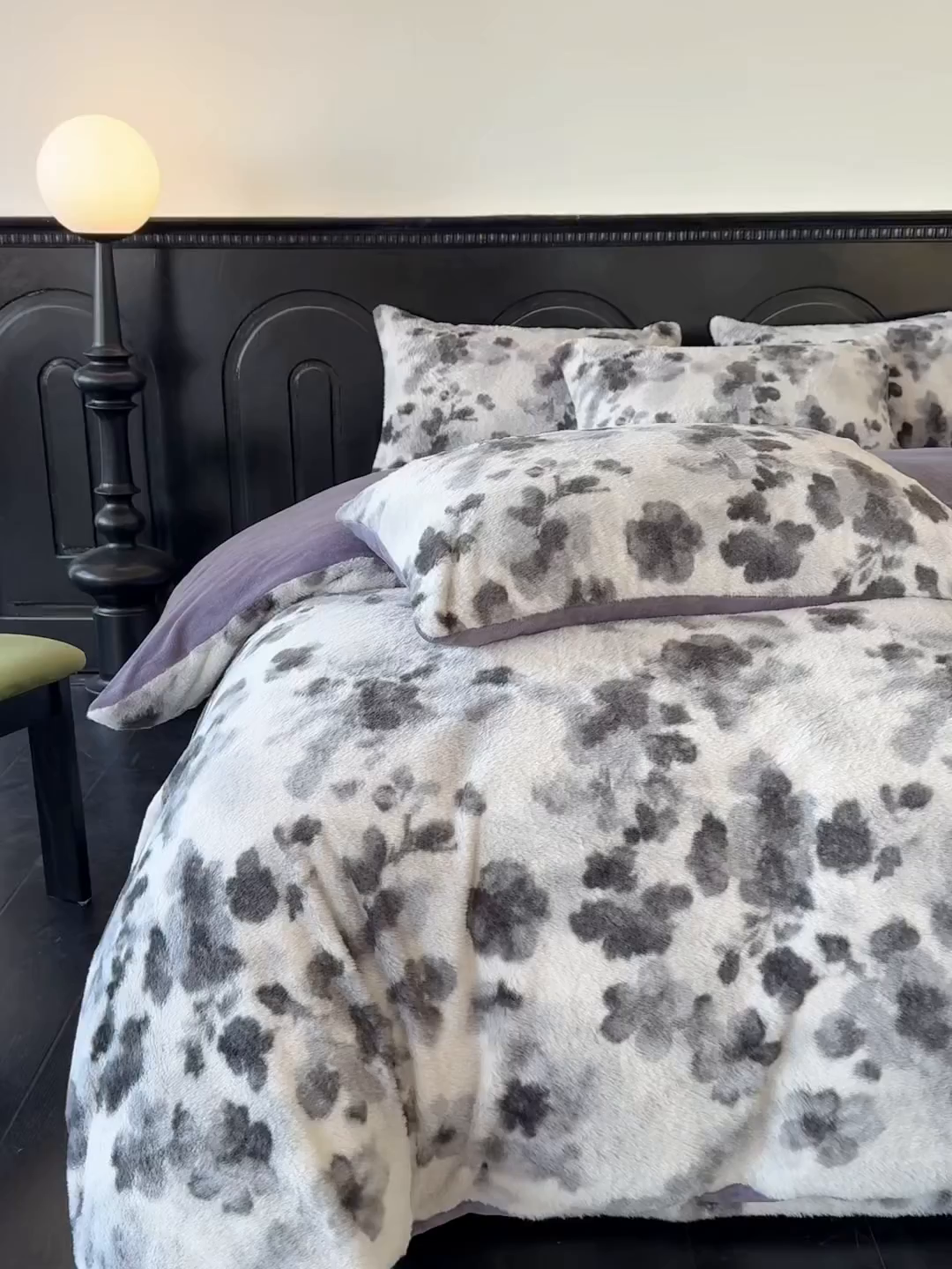 91家纺网 家纺一手货源 找家纺 梵克保罗 2025秋冬新款直播热卖高克重加厚轻奢法式獭兔毛绒牛奶绒美拉德风四件套枕套单被套床单 墨染