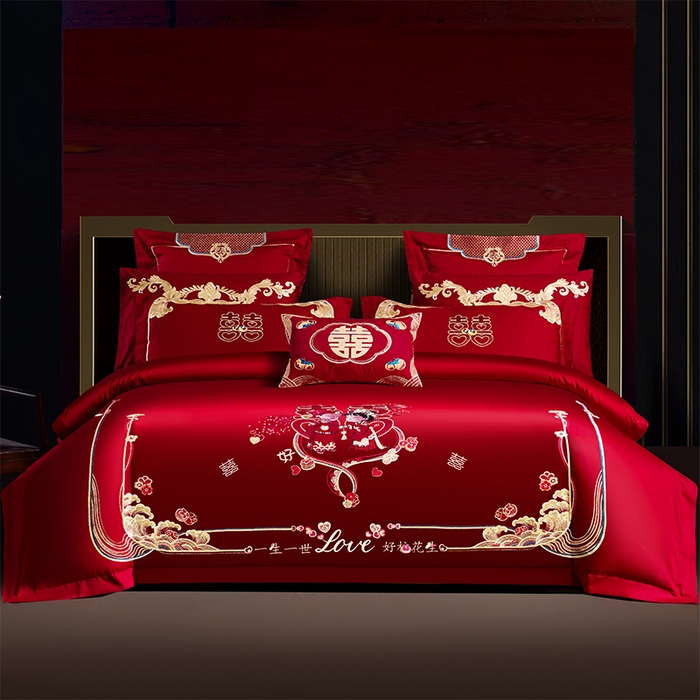 91家纺网 家纺一手货源 找家纺 （总）用心 2025新款婚庆全棉刺绣四件套多件套系列