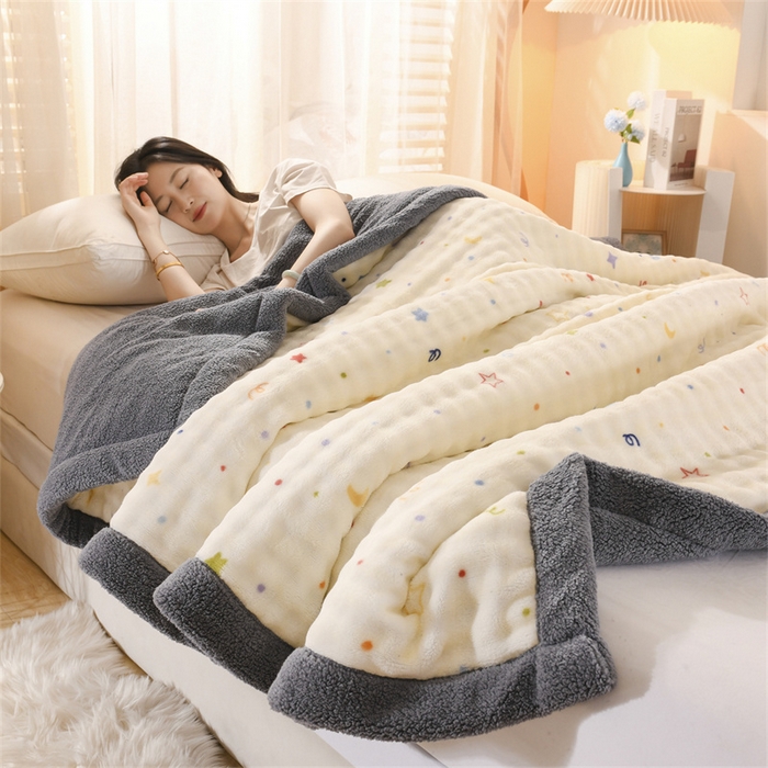 91家纺网 家纺一手货源 找家纺 恋绒家纺 2025新款舒棉绒毛毯三层夹棉牛奶绒印花毛毯卡通秋冬午睡毯多功能盖毯可机洗毯子 星月传奇