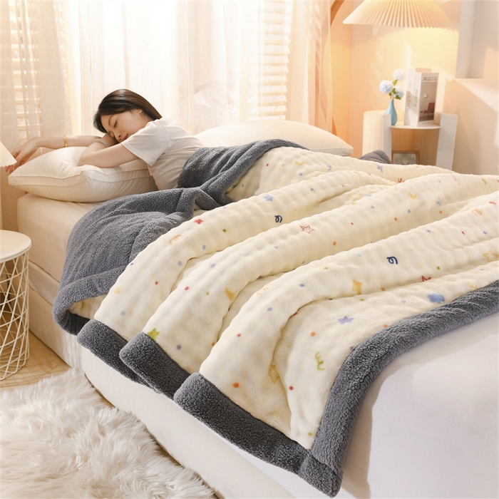 91家纺网 家纺一手货源 找家纺 恋绒家纺 2025新款舒棉绒毛毯三层夹棉牛奶绒印花毛毯卡通秋冬午睡毯多功能盖毯可机洗毯子 星月传奇