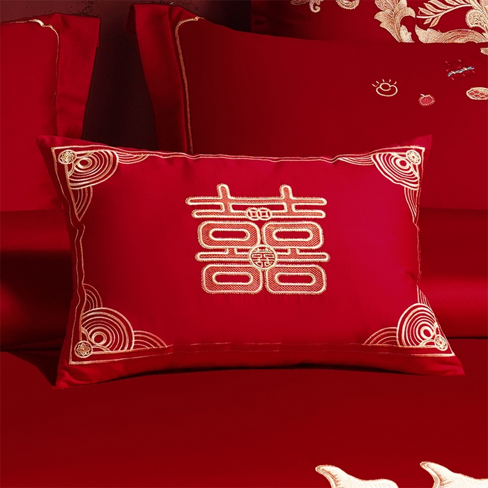 91家纺网 家纺一手货源 找家纺 用心 2025新款婚庆全棉刺绣四件套多件套系列 囍多多