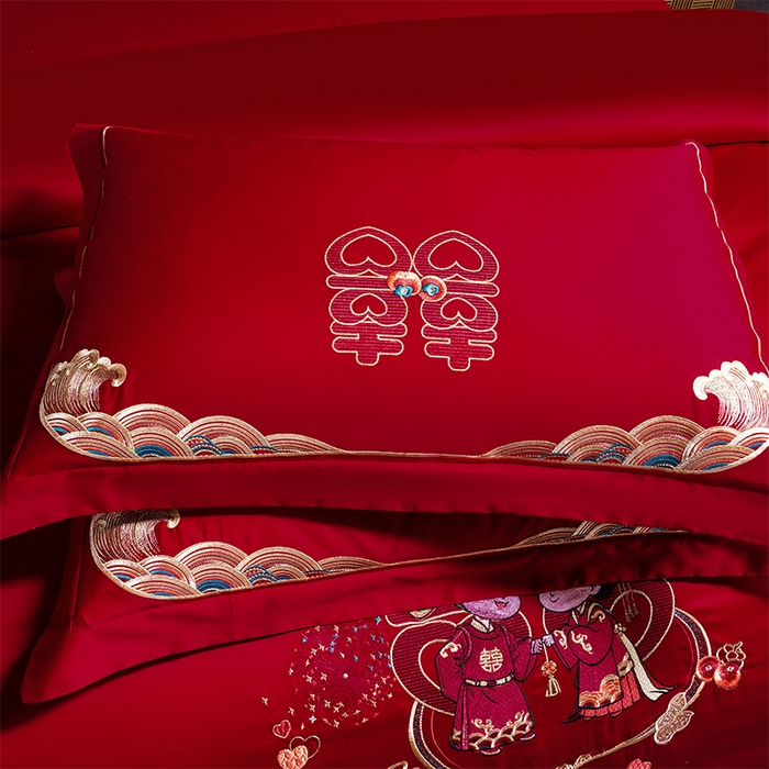 91家纺网 家纺一手货源 找家纺 用心 2025新款婚庆全棉刺绣四件套多件套系列 一生一世