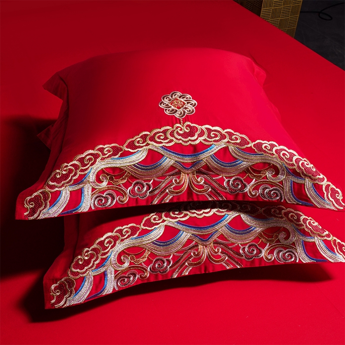 91家纺网 家纺一手货源 找家纺 用心 2025新款婚庆全棉刺绣四件套多件套系列 九五之尊