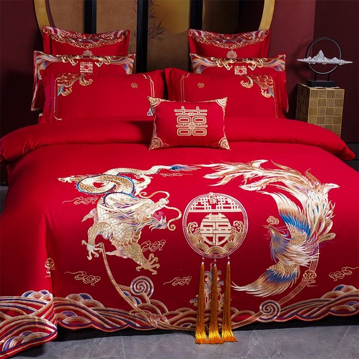 91家纺网 家纺一手货源 找家纺 用心 2025新款婚庆全棉刺绣四件套多件套系列 九五之尊