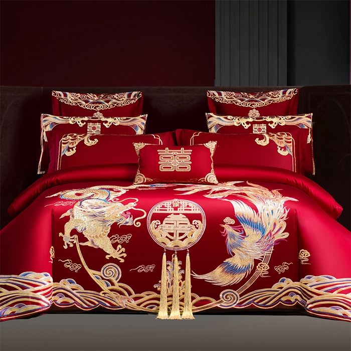 91家纺网 家纺一手货源 找家纺 用心 2025新款婚庆全棉刺绣四件套多件套系列 九五之尊