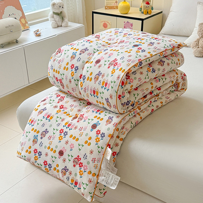 91家纺网 家纺一手货源 找家纺 薇玛仕 2025新款A类牛奶丝针织棉印花大豆被春秋被加厚冬被卡通儿童被 萌宠