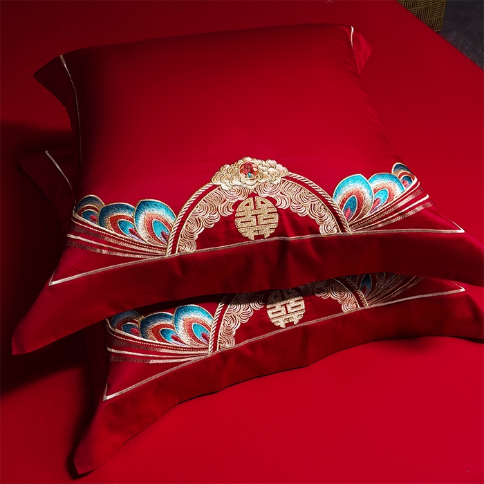 91家纺网 家纺一手货源 找家纺 用心 2025新款婚庆全棉刺绣四件套多件套系列 龙凤百子