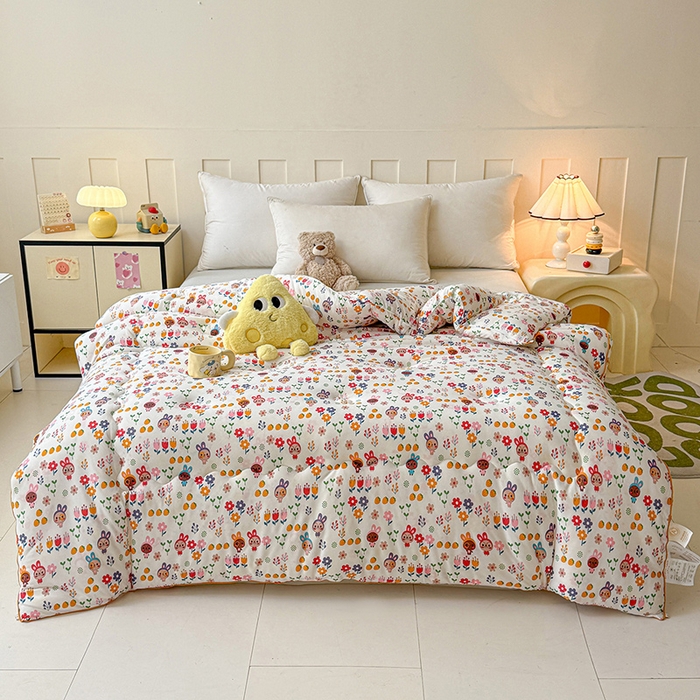 91家纺网 家纺一手货源 找家纺 薇玛仕 2025新款A类牛奶丝针织棉印花大豆被春秋被加厚冬被卡通儿童被 萌宠