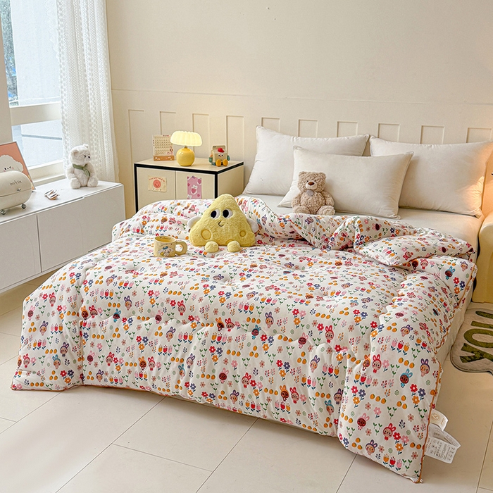 91家纺网 家纺一手货源 找家纺 薇玛仕 2025新款A类牛奶丝针织棉印花大豆被春秋被加厚冬被卡通儿童被 萌宠