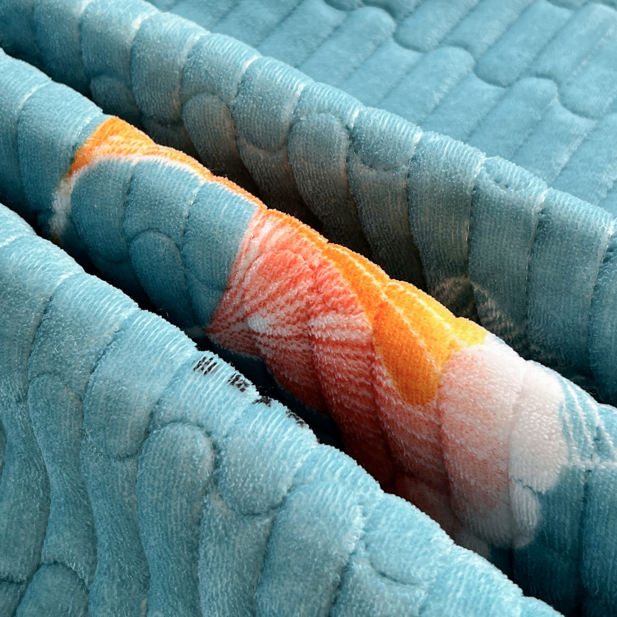 91家纺网 家纺一手货源 找家纺 梵克保罗 2025新款A类牛奶绒夹棉花边韩版印花床盖三件套加厚保暖多功能单床盖 银杏叶-蓝