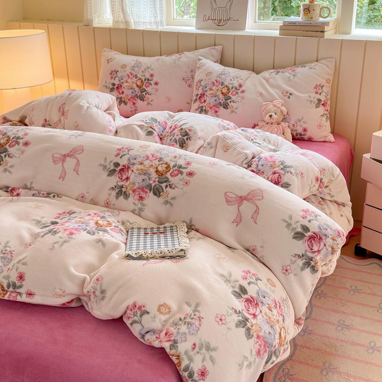 91家纺网 家纺一手货源 找家纺 丽美人家纺 （全尺寸不缺货）2025新款双面高克重牛奶绒被套单件被罩 春风沐歌