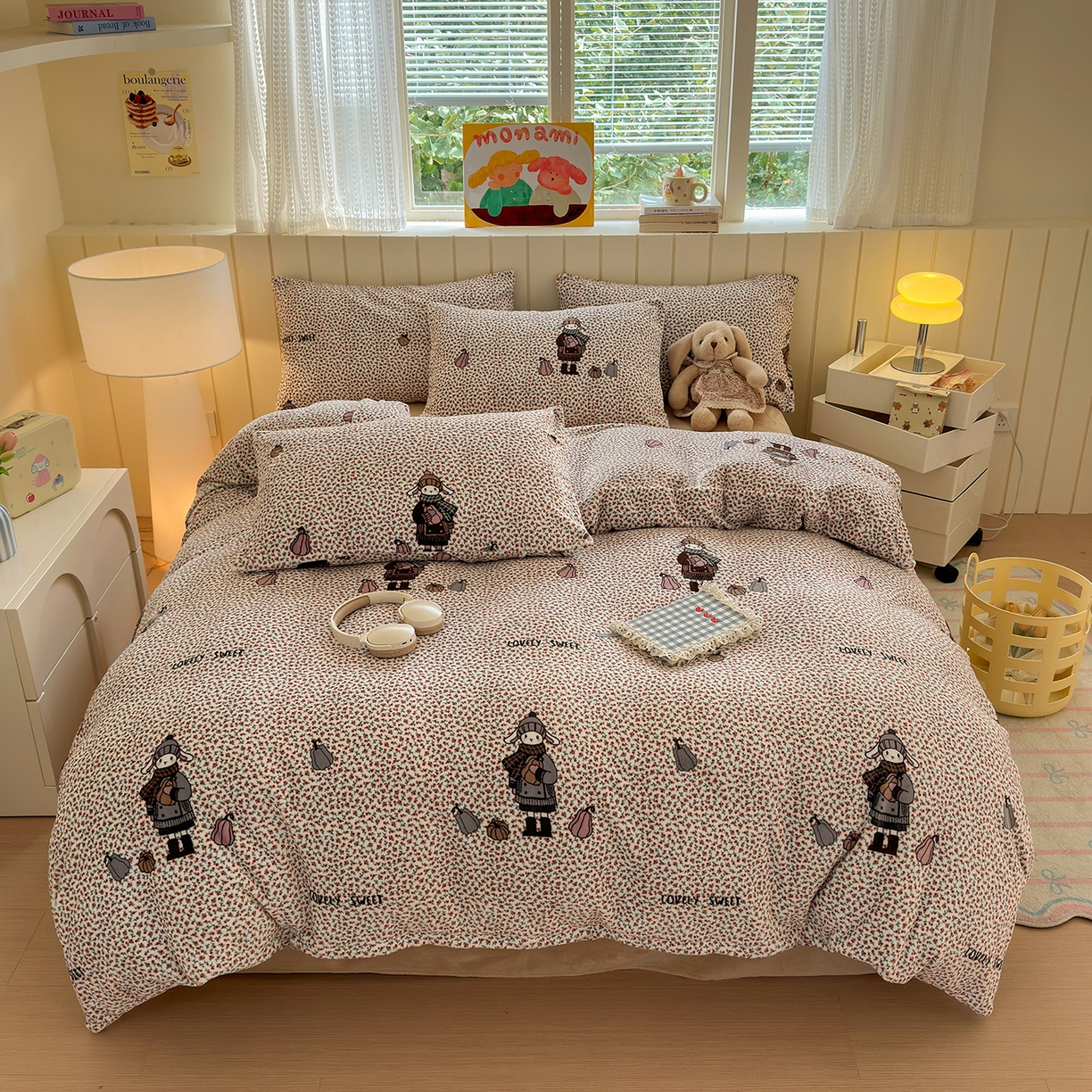 91家纺网 家纺一手货源 找家纺 丽美人家纺 （全尺寸不缺货）2025新款双面高克重牛奶绒被套单件被罩 春日女孩